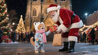 Ginger Kitten and Mama Cat Go to Church to Pray and Meet Santa Claus on Christmas Eve 🐱🎄🎅