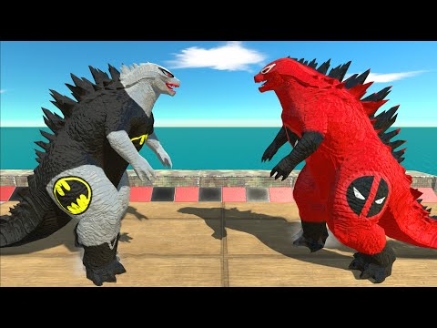 Batman Godzilla 2014 VS Death Pool Godzilla 2014 Death Run - Animal Revolt Battle Simulator