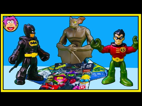 Imaginext Batman and Robin battle Manbat to rescue their Lego Monsters & Batman Unlimited Blindbags