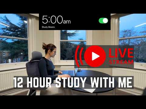 12-Hour LIVE Study With Me 🎓 | Cozy UK Ambience | Custom Pomodoro Timer | Deep Work Mode