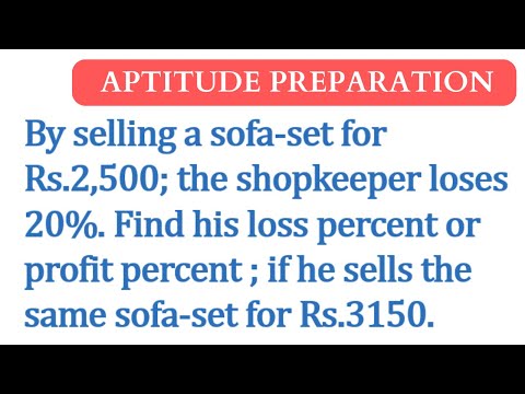 By selling a sofa-set for Rs.2,500; the shopkeeper loses 20%.Find his loss percent or profit Percent