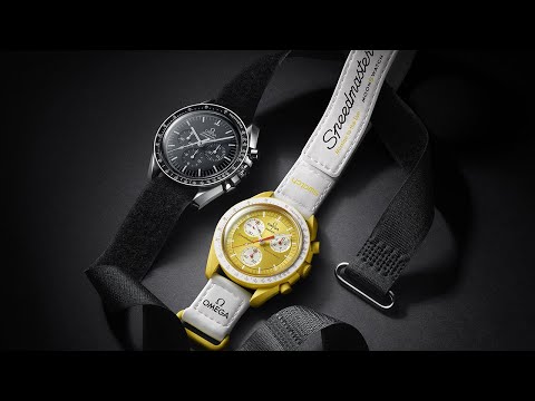 Swatch X Omega Bioceramic Moonswatch SO33J100 Speedmaster Yellow Dial White Velcro Strap-1