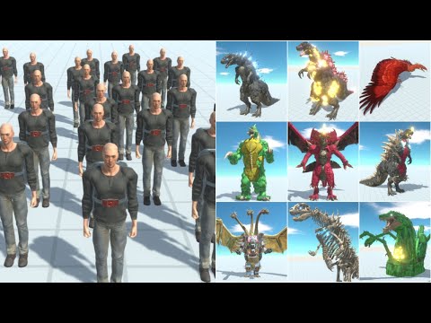 Godzilla and Kaiju vs 100 Rocky Circle Animal Revolt Battle Simulator