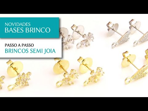 Novas Bases de Brincos Folheados para montagem de Semijoias - Pedra Mística