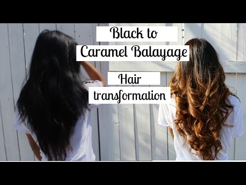 Black to Caramel balayage/ ombre hair transformation
