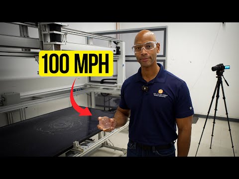 Hail impact test on a solar panel
