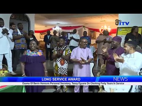 Esama of Benin honours Personal Secretary on clocking 40 years in Service