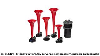 5-tónová fanfára, 12V červená s kompresorem, melodie La Cucaracha