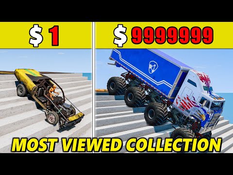$1 vs $1,000,000丨Cars VS Stairs VS Roller Coaster Bridge  #99 - BeamNG.Drive | MOST VIEWED CHALLENGE