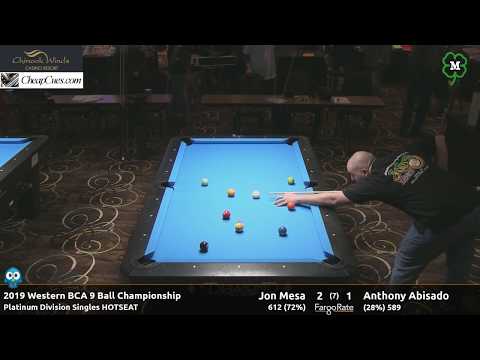 Jon Mesa vs Anthony Abisado - Platinum Singles Hotseat - 2019 Western BCA 9-Ball Championship