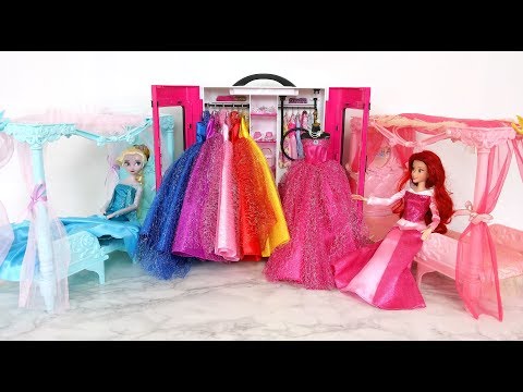 Elsa Little Mermaid Ariel Princess Pink Bed Morning Routine ليتل، حورية البحر، دول Cama princesa