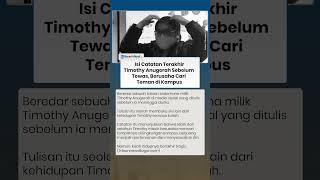 ISI CATATAN TERAKHIR Timothy Anugerah Sebelum Tewas, Berusaha Cari Teman di Kampus