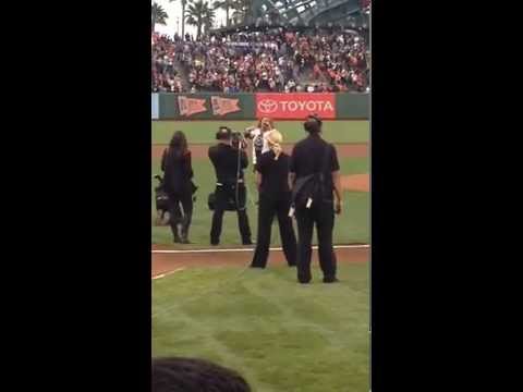 Sunshine Becker sings National anthem - SF Giants Jerry Garcia tribute Night August 12, 2014