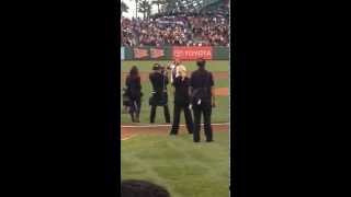 Sunshine Becker sings National anthem - SF Giants Jerry Garcia tribute Night August 12, 2014