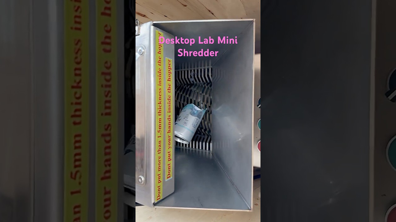 Mini compact shredder video — real-time plastic shredding demonstration