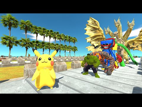 Pikachu Fight Ghidorah COCONUT DEATH RUN - Animal Revolt Battle Simulator