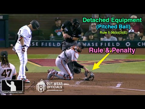 Curt Casali Penalized by Umpire Chris Guccione for Using Detached Equipment (Mask) to Touch Ball