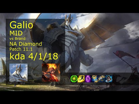 Galio Mid vs Brand - NA Diamond 4/1/18 Patch 11.1 Gameplay