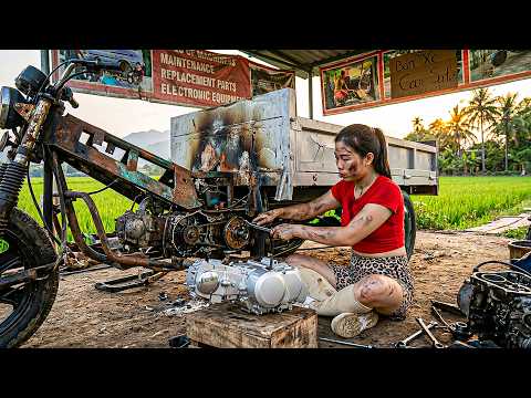 From Abandoned to $400: Genius Girl Upgrades Engine, Adds Truck Bed & Welds Hooks on Three-Wheeler