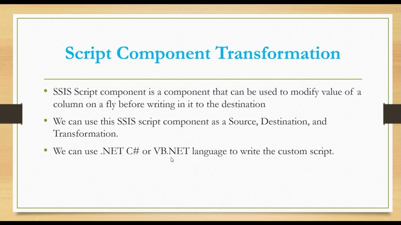 Script Component Transformation in SSIS