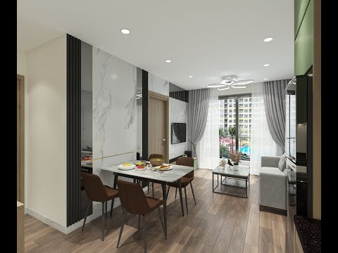 THIẾT KẾ CĂN HỘ 2PN VỚI TÔNG MÀU XANH OLIVE KẾT HỢP NÂU GỖ TRẦM ẤM THE TROPICAL- Vinhomes Grand Park