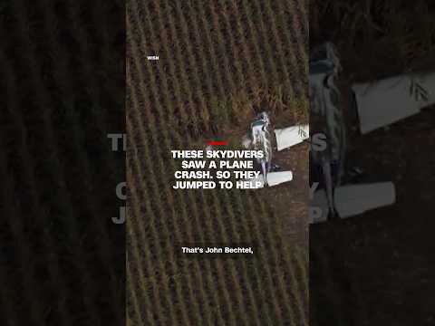 These skydivers saw a plane crash. So they jumped to help