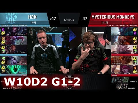 H2K Gaming vs Mysterious Monkeys | Game 2 S7 EU LCS Summer 2017 Week 10 Day 2 | H2K vs MM G2 W10D2