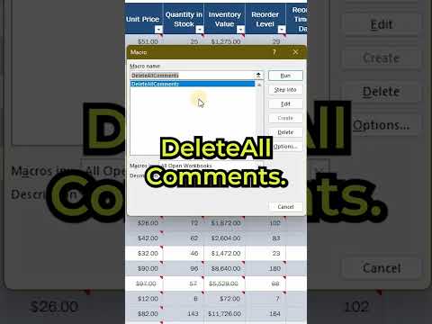 Delete all Comment with one click in Microsoft Excel