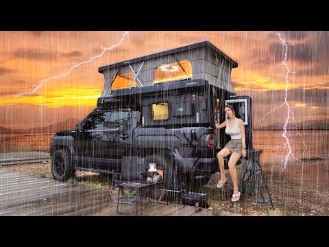 ☔CAMPING IM AUTOMATISCHEN AUFSTELLZELT-LKW WOHNMOBIL BEI STARKEM REGEN