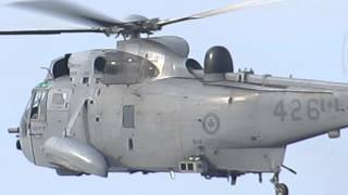 preview picture of video 'Canadian Navy Sea King Helicopter 426 Circling Halifax Harbour'