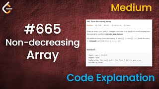 YouTube video 'Non-decreasing Array | Live Coding with Explanation | Leetcode - 665'
