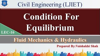 Lec-16_Condition for Equilibrium | Fluid Mechanics and Hydraulics | Civil Engineering