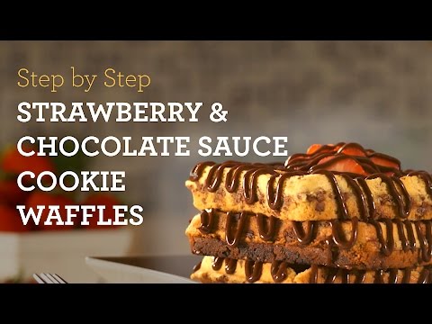 MyCupcakeAddiction’s Cookie Waffles w/ Strawberries & Chocolate Sauce