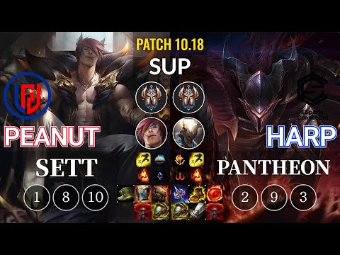 LGD Peanut Sett vs ESC Harp Pantheon Sup - KR Patch 10.18