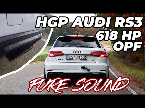 HGP Turbo Audi RS3 | Pure Exhaust Sound | OPF 618 HP