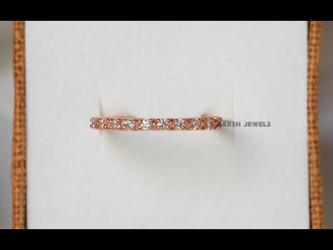 Half Eternity Diamond Band, Round Simulated Diamond Ring, Rose Gold Engagement Ring For Her