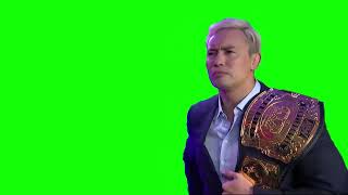 Kazuchika Okada nodding watching TV green screen
