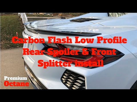 2022 Corvette HTC C8 GM Low Profile Spoiler & EOS Carbon Flash Front Splitter Install 19432036