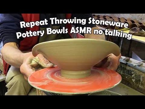 Repeat Throwing Stoneware Clay Pottery Bowls ASMR
