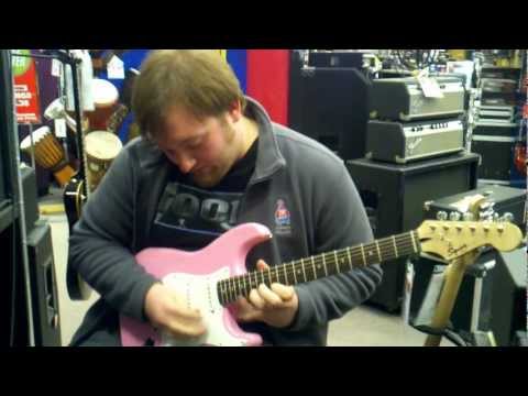 Cross shreds on pink Squire Bullet Strat!!!