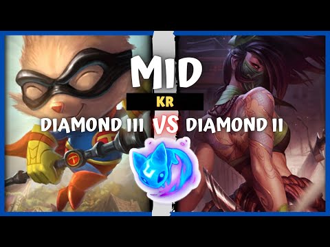 Korean Diamond Teemo Mid vs Akali Main - KR Rank S10