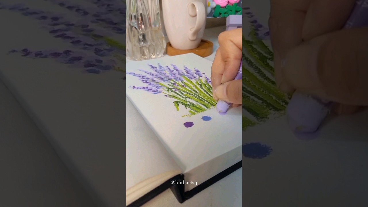 🪻Aesthetic Lavender flowers drawing oil pastel 🪻 #oilpasteldrawing #oilpastel #oilpastelarts