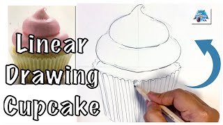 Linear Drawing | How to Draw a Cupcake with Linear Drawing using Symmetry | Steps to Draw a Cupcake