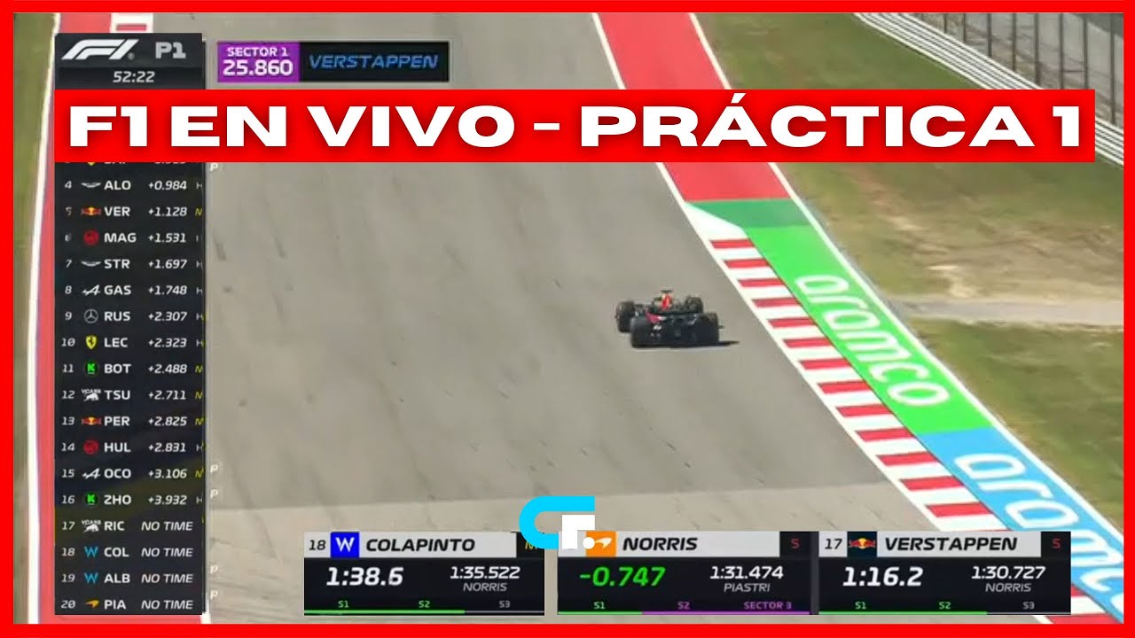 🚨 GP DE ESTADOS UNIDOS 🏆 F1 EN VIVO - FORMULA 1 EN VIVO 🔥 CORRE FRANCO COLAPINTO - PRÁCTICA 1