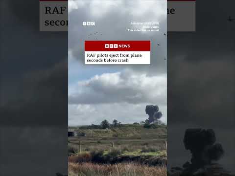 Two RAF pilots ejected from their plane moments before their training aircraft crashed. #BBCNews