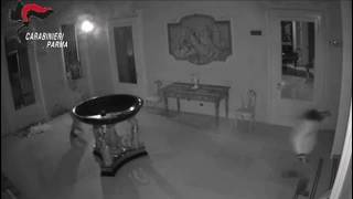 Il video del furto di quadri in provincia di Parma: i ladri staccano dal muro i dipinti di Cezann...
