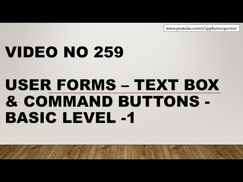 Learn Excel -Video 259- VBA- TextBox  Command button - Forms -Part1