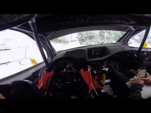 Rally car flat out in the snow (POV)