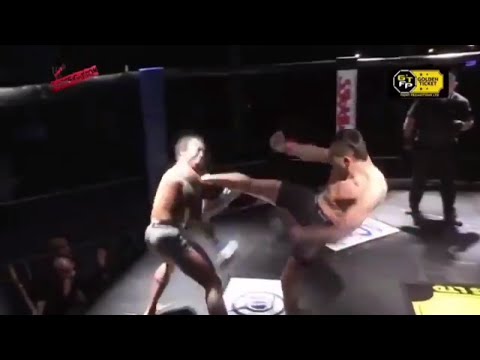 Brutal head kick knockout