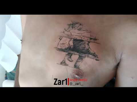 Lovers Tattoo time lapse ... singleneedle tattooing by Zar1
